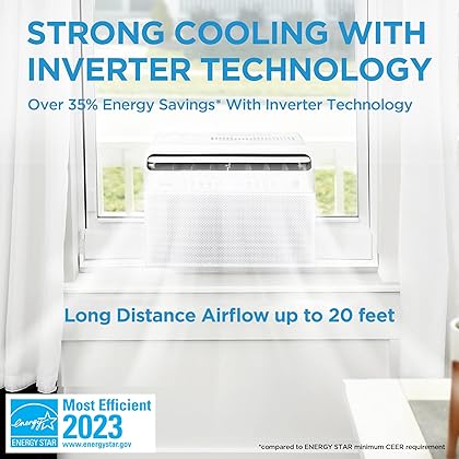 Midea 12,000 BTU U-Shaped Smart Inverter Window Air Conditioner–Cools up to 550 Sq. Ft., Ultra Quiet with Open Window Flexibility, Works with Alexa/Google Assistant, 35% Energy Savings, Remote Control