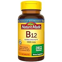 Extra Strength Vitamin B12 2500 mcg, Dietary Supplement for Energy Metabolism Support, 60 Tablets, 60 Day Supply