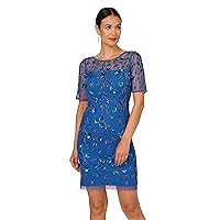 Adrianna Papell Women's Beaded Floral Short Dress