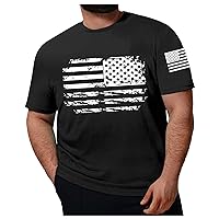Big and Tall Shirts for Men T Shirt, American Flag Printed Shirt for Men Plus Size Patriotic Casual Tee Tops