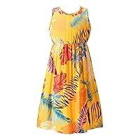 YiZYiF Kids Girls Floral Boho Dress Sleeveless Swing Flowy Summer Casual Beach Party Dresses Chiffon Sunress Daily Wear