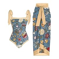 Cute Bathing Suits for Girls 10-12 Preppy Bikini Sets for Teens Swimwear Dresses Abstract Floral Print 1 Piec