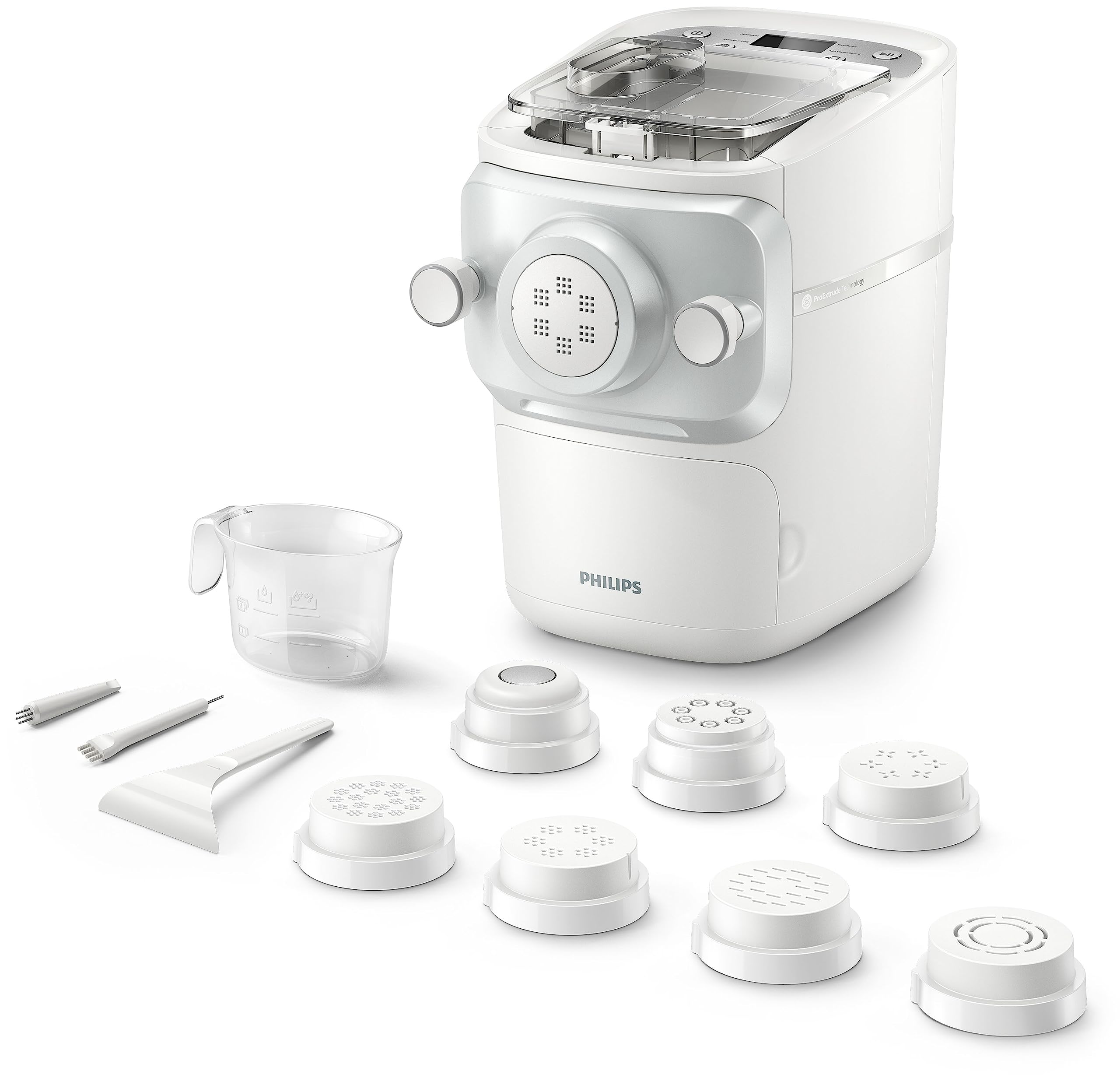 Philips 7000 Series Pasta Maker, ProExtrude Technology 150W, 8 discs, Up to 8 Portions, NutriU App, White, (HR2660/03)