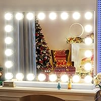 24 Extra Bulbs Vanity Mirror with Lights, 32WX24L Tabletop Hollyhood Makeup Mirror USB+Type-C Charging, Hollywood Lighted Mirror,3 Colors Modes,Touch Control,Metal Frame,White
