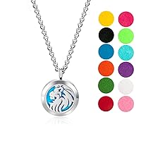 Wild Essentials King Lion Essential Oil Diffuser Necklace, Stainless Steel Locket Pendant with 24 inch Chain, 12 Color Refill Pads, Customizable Color Changing Perfume Jewelry for Aromatherapy