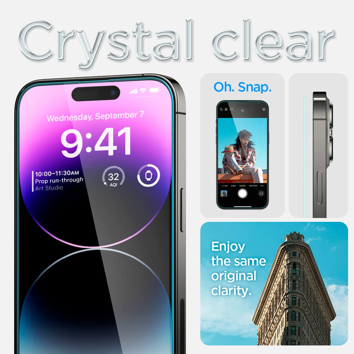 Spigen Tempered Glass Screen Protector [GlasTR EZ FIT] designed for iPhone 14 Pro Max [Case Friendly] - Sensor Protection / 2 Pack