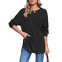 Langwyqu Womens Oversized Tops Crewneck Loose Fit Fashion Tees Long Sleeve Tunic T Shirts Pullover