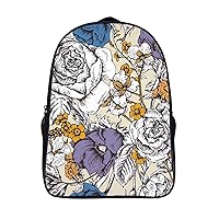 Vintage Floral Roses 16 Inch Backpack Business Laptop Backpack Double Shoulder Backpack Carry on Backpack for Hiking Travel Work