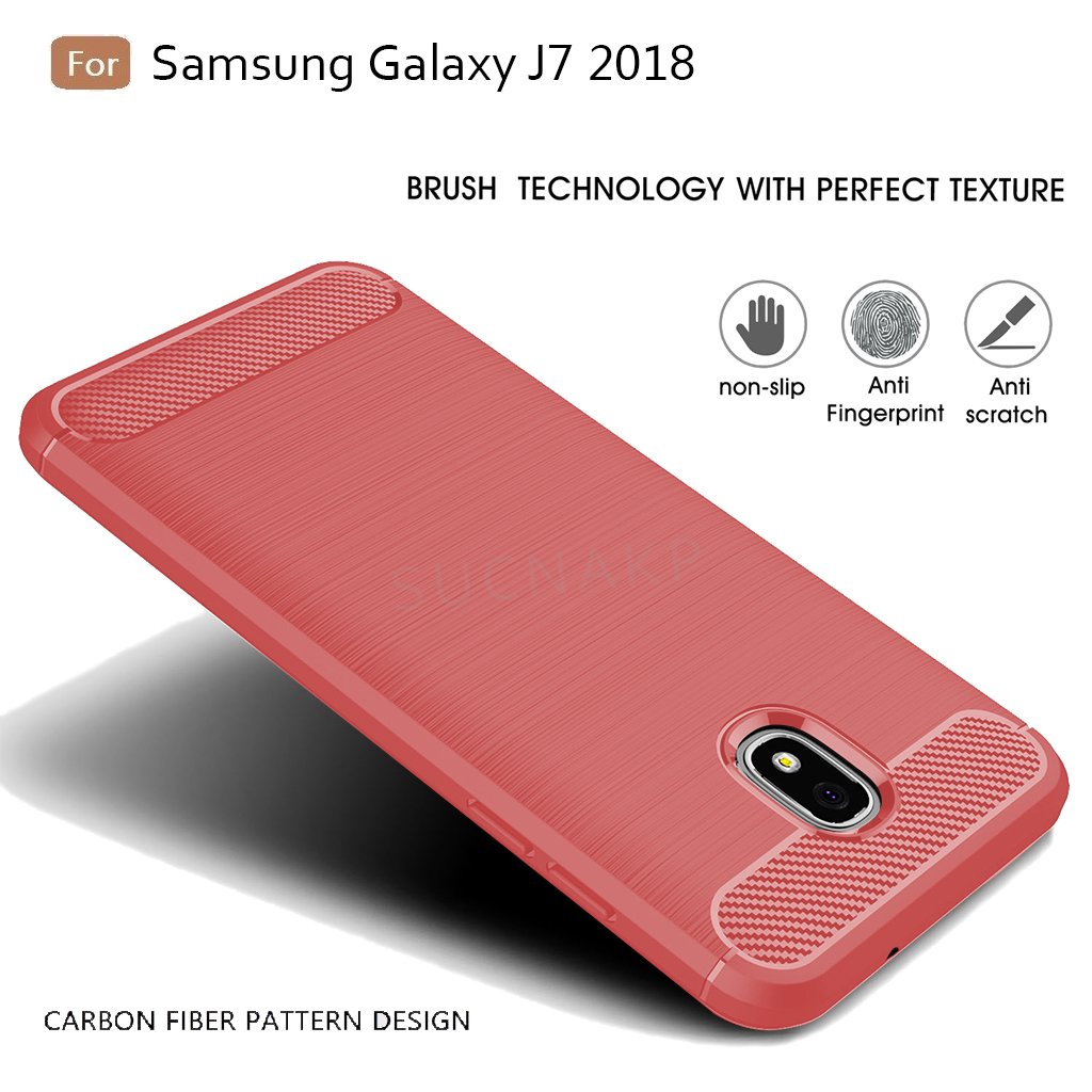 Sucnakp for Samsung Galaxy J7 2018 case, Galaxy J7 V 2nd Gen Case,Galaxy J7 Refine Case,Galaxy J7 Aero,J7 Star,J7 Top,J7 Crown,J7 Aura,J7 Eon,J737V,J737T,TPU Protective Case Cover(Red)