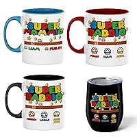 Personalized Super Daddio Mug, Christmas, Birthday Father's Day Gift Ideas, Funny Dad Mug, Super Daddio Mommio Shirt, Super Dad Mom Cup, Father's Dad Hero Mug, Dad Gamer Coffee Ceramic Mug, Accent Mug