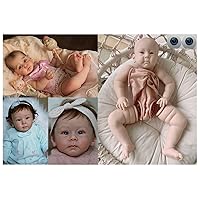 Angelbaby Reborn Silicone Doll Kits Toddler, 22-23inch Unpainted Blank Reborn Kit Including Head + Limbs with Cloth Body Eyes Making Parts DIY Your Own Reborn Babies
