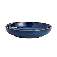 Transmutation Glaze Serving Pasta Bowl,10 inch Ceramic Wide Salad Bowls,50 Ounce Large Big Fruit Bowl for Kitchen, Microwave Oven Dishwasher Safe (Blue)