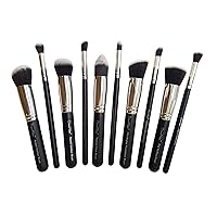 10 Piece Makeup Brush Set Without Pouch (Black+ Silver)
