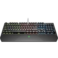 HP Pavilion Gaming Wired Mechanical Keyboard 800 with 4-Zone Backlit LED, Anti-Ghosting N-Key Rollover, Audio Control, and Red Mechanical Switches, (5JS06AA) (Renewed)