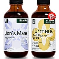 Lion's Mane Mushroom and Turmeric 3-in-1 Liquid Extracts - Natural Mushroom Drops - Natural Herbal Supplements - Immune Support - High Potency Formulas 4 Fl Oz (Pack of 2)