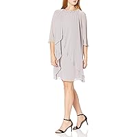 S.L. Fashions Women's Chiffon Tier Jacket Dress with Bead Neck-Close Out