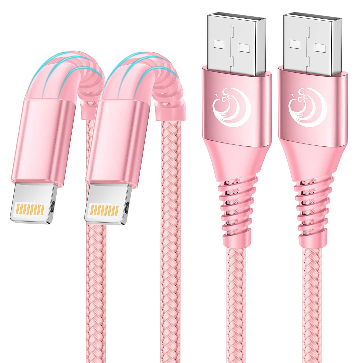 iPhone Charger 6ft 2Pack Apple MFi Certified Lightning Cable Fast Charging Nylon Braided Phone Charger iPhone Charging Cord Compatible with iPhone 14 13 12 11 Pro Xr Xs Max 10 8 7Plus 6 SE -Pink