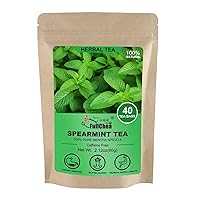 FullChea - Spearmint Tea Bags, 40 Teabags, 1.5g/bag - Premium Spearmint Leaves - Non-GMO - Caffeine-free - High in Antioxidant & Support Healthy Digestion