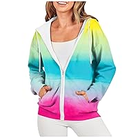 Zip Up Hoodies for Women Trendy Y2k Hooded Sweatshirts Drawstring Casual Long Sleeve Oversized Drawstring Jacket Coat