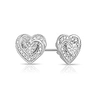 Natalia Drake Small Twisted Heart Diamond Accent Stud Earrings for Women in Rhodium Plated 925 Sterling Silver
