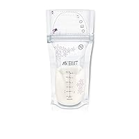 Philips AVENT Breast Milk Storage Bags, Clear, 6 Ounce, 50 Pack, SCF603/50
