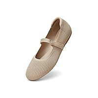 Arromic Flats for Women Round Toe Comfortable Velcro Mary Jane Shoes Dressy Ballet Flats Washable Knit Slip On Shoes