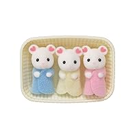 Marshmallow Mouse Triplets - Adorable Set of 3 Baby Mice with Removable Clothing and Accessories