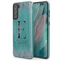 Custom Teal Monogram Initial Case, Floral Personalized Name Case, Designed for Samsung Galaxy S24 Plus, S23 Ultra, S22, S21, S20, S10, S10e, S9, S8, Note 20, 10