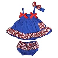 Petitebella Royal Blue Red Dots Swing Top Bloomer Baby Outfit Nb-24m