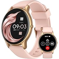 AGPTEK Smart Watch for Women(Answer/Make Calls) - Smartwatch for Android iOS Phones with Heart Rate Sleep Monitor Step Counter, Fitness Tracker Watch with 100+ Sports Modes, Pink