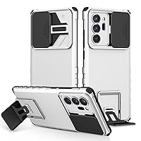 for Samsung Galaxy Note 20 Ultra Case, with Kickstand Slide Camera Cover, Support Wireless Charging, Hybrid Armor Hard Cover Heavy Duty Luxury Phone Case for Galaxy Note 20 Ultra (Note20Ultra,White)
