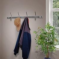Handcrafted Coat Rack w 4 Double Hooks Hammered Steel
