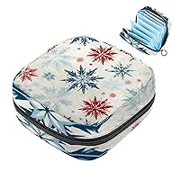 Sanitary Napkin Storage Bag, Christmas Snowflake Pattern Menstrual Cup Pouch, Portable Sanitary Napkin Pads Storage Bags Feminine Menstruation First Period Bag for Teen Girls Women Ladies