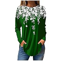 Womens Tunic Tops Long Sleeve Shirts Crew Neck Casual Blouse Curved Hem Tees Loose Fit 2023 Y2K Clothes