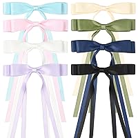 8 PCS Satin Hair Bows Hair Clip Double Black White Hair Ribbon Ponytail Holder Accessories Slides Metal Clips Hair Bow for Women Girls Toddlers Teens Kids