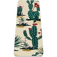 Non Slip Yoga Mat Retro Cactus Cacti Plants Floral Waterproof TPE Exercise Mat Eco Friendly Workout Mat for Women Men Girls (72