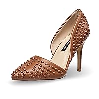 French Connection Forever Women's Pumps High Heels Pointy Closed Toe Slip-On Dress Shoes with Studs