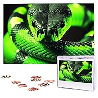 3D Snake Puzzles 1000 Pieces Personalized Jigsaw Puzzles for Adults Photos Puzzle for Family Challenging Picture Puzzle with Storage Bag Home Decor Jigsaw (29.5