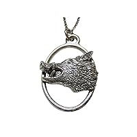 Side Facing Wild Boar Hog Head Large Oval Pendant Necklace