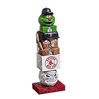 Evergreen Boston Red Sox Garden Statue, Tiki Totem Style, Outdoor or Indoor Use, 16 Inch Tall, Beautiful Hand Painted Resin Construction