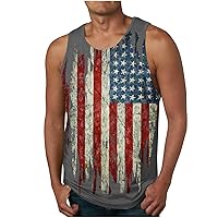 4th of July Tank Tops for Men Patriotic American Flag Shirt Sleeveless Stars and Stripes Graphic Gym Workout Tees