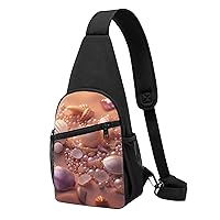 Sling Bag Crossbody for Women Fanny Pack Pearls and Shells Chest Bag Daypack for Hiking Travel Waist Bag