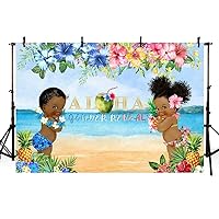MEHOFOTO Aloha Gender Reveal Baby Shower Backdrop Summer Tropical Hawaiian Luau Party Beach Seaside Pineapple Floral Coconut Background for Photography Photo Booth Banner 7x5ft