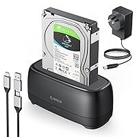 ORICO Hard Drive Docking Station USB 3.2 Gen 1 to SATA Hard Drive Enclosure 1 Bay for 2.5&3.5 Inch SSD HDD Up to 20 TB with 12V Power Supply, Tool-Free and UASP Supported (DD18C3)