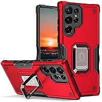 LOFIRY-Case for Samsung Galaxy S24 Ultra/S24 Plus/S24, Magnetic Stand Phone Case Military Grade Shockproof Shell Full Coverage Lens Protection Cover (S24 Ultra,Red)