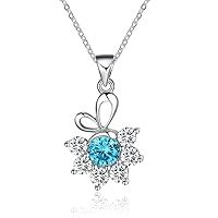 Simulated Diamond Flower Pendant Necklace (PSYS6021CPR_CZ)