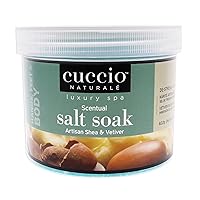 Cuccio Naturale Scentual Salt Soak - Invigorating Salts With An Irresistible Scent - Rejuvenate And Soothe Tired Feet - Softens And Leaves The Skin Fresh And Clean - Artisan Shea And Vetiver - 29 Oz