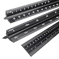 OwnMy 30CM Solid Aluminum Metric Triangular Architect Scale Ruler Set, Architectural and Engineer Scale Ruler Set Professional Clear Etched Scales Drafting Rulers for Blueprints and Civil Engineering