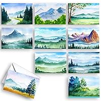 Watercolor Landscapes All-Occasion Blank Note Greeting Cards | 10 Pack Assortment Bulk Variety Set + 10 Envelopes (4x6)
