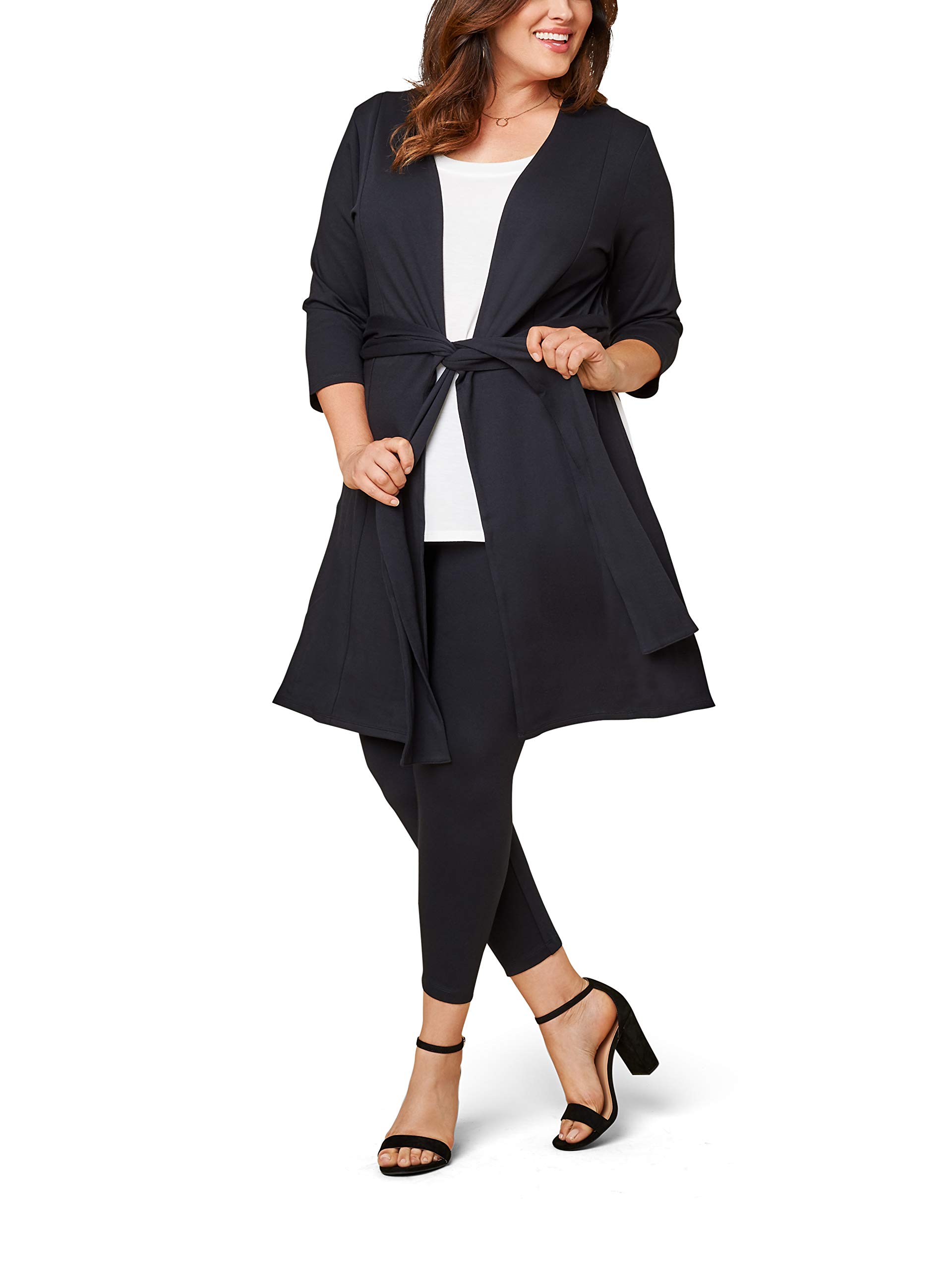 Fruit of the Loom Women's Plus Size Ponte Open Front Long Cardigan